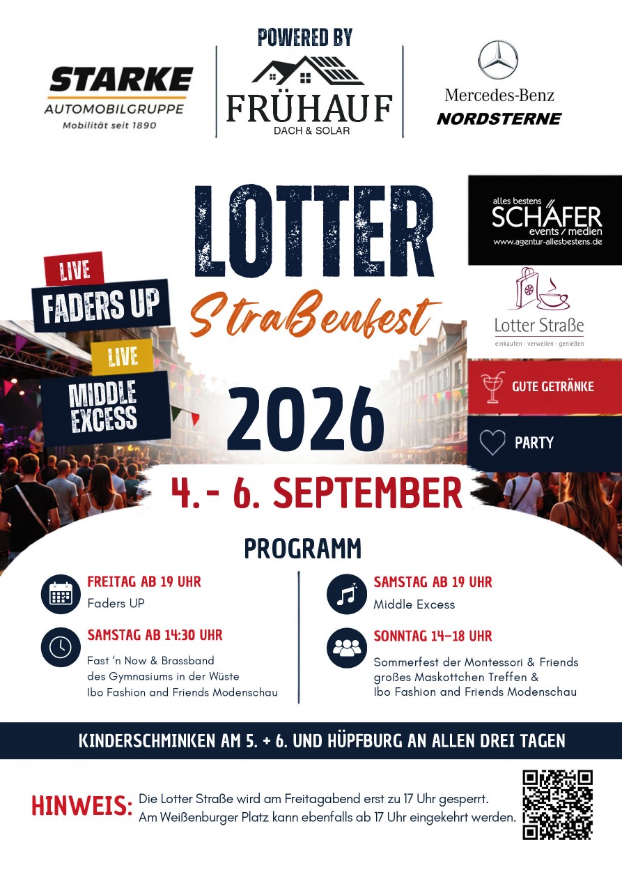 Flyer zum Lotter Straßenfest vom 4. bis 6. September 2026